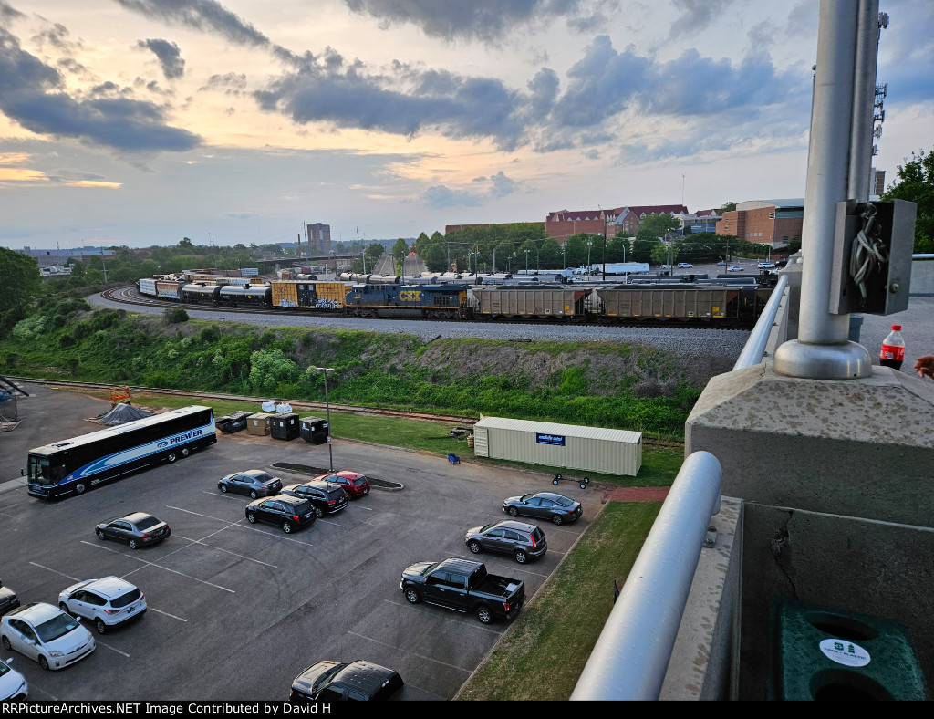 Overview of West End Yard in a pop up sprinkler (rain)